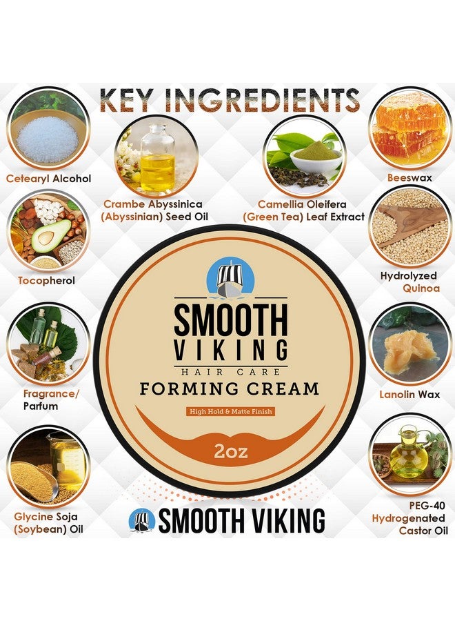 Smooth Viking Beard Care Smooth Vikings Forming Cream For Men - Matte Finish, High Hold Styling Cream | Hair Cream For Men | Curly Hair Products For Men | Men'S Grooming & Styling Products For Short And Long Hair Types (2Oz) - Image 3