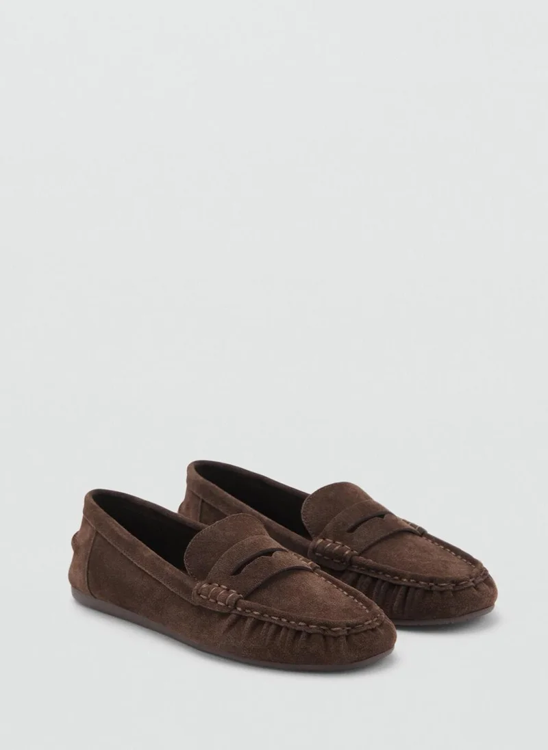 MANGO Suede penny loafers