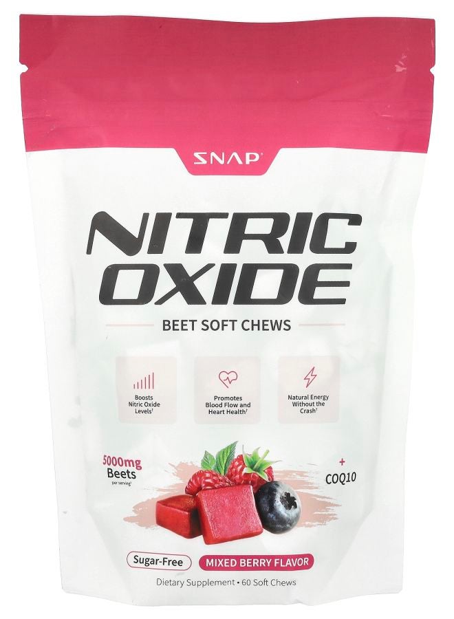 SNAP SUPPLEMENTS Nitric Oxide Beet Soft Chews Sugar Free Mixed Berry 60 Soft Chews - Image 1