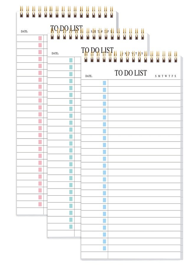 KAICN To Do List Notepad 3 Pack, Undated Daily Planner Notepad With To Do List Notebook Checklist Planner Spiral Waterproof Notepad for Office Supplies, School Planner, 52 Sheets/Pack, 5.5"*8.3" A5 Size - Image 1