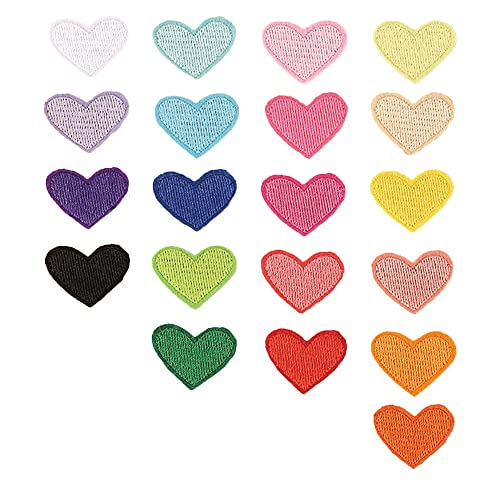 Heart Shaped Iron On Patches Cute Colorful Embroidered Sew On Love Applique Patches for Clothing Repair and Decoration 20PCS