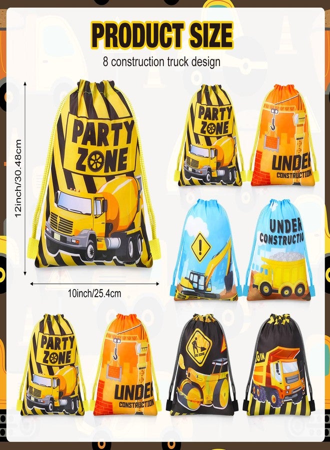 Photect 12 Pack Construction Party Favor Bags Construction Theme Drawstring Backpack Truck Gifts Bags Mini Engineering Car Class Reward Prizes for Kids Truck Car Birthday Party Supplies 10 x 12 Inch - Image 2