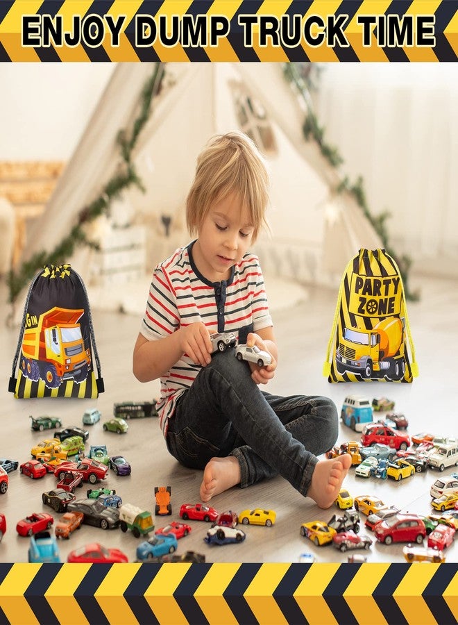 Photect 12 Pack Construction Party Favor Bags Construction Theme Drawstring Backpack Truck Gifts Bags Mini Engineering Car Class Reward Prizes for Kids Truck Car Birthday Party Supplies 10 x 12 Inch - Image 5