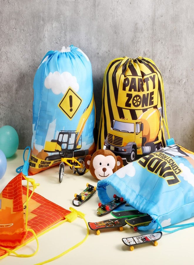 Photect 12 Pack Construction Party Favor Bags Construction Theme Drawstring Backpack Truck Gifts Bags Mini Engineering Car Class Reward Prizes for Kids Truck Car Birthday Party Supplies 10 x 12 Inch - Image 4