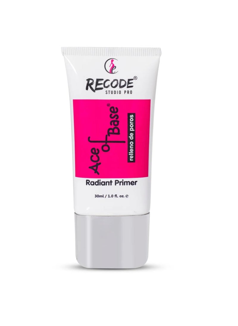 Recode Ace of Base Radiant Primer Face Makeup 30ml Shimmery Finish All Skin Types Blurs Fine Lines Wrinkles Pores  - Image 1