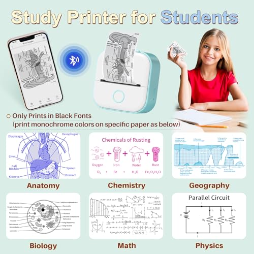 Memoking Print Pods Mini Printer - Sticker Printer Mini Thermal Inkless Sticker Maker Bluetooth Pocket Printpod for Phone, Impresora Portátil for Notes, Flashcards, Diagrams, Journal, DIY, Kids Gift - Image 3