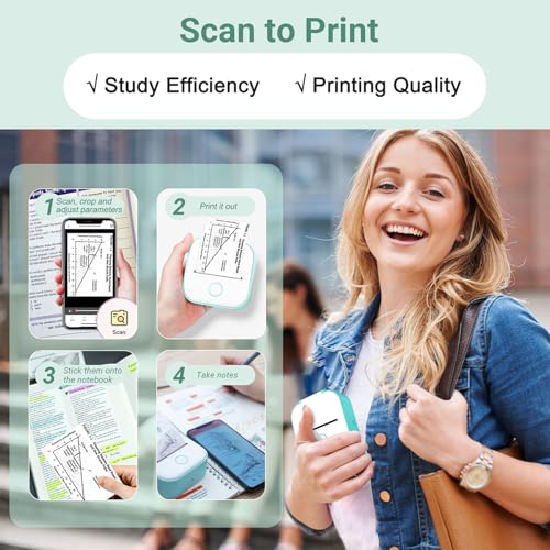 Memoking Print Pods Mini Printer - Sticker Printer Mini Thermal Inkless Sticker Maker Bluetooth Pocket Printpod for Phone, Impresora Portátil for Notes, Flashcards, Diagrams, Journal, DIY, Kids Gift - Image 5