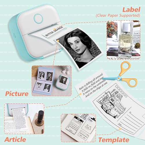 Memoking Print Pods Mini Printer - Sticker Printer Mini Thermal Inkless Sticker Maker Bluetooth Pocket Printpod for Phone, Impresora Portátil for Notes, Flashcards, Diagrams, Journal, DIY, Kids Gift - Image 4