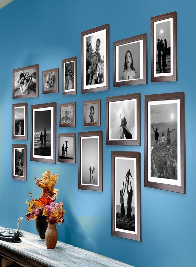 Dev Aastha Photo Frame For Wall | Wooden Frames For Wall Decor | Brown | Picture Frames | Rectangular Photo Frame For Home/Office | 6x10(2), 4x6(3), 8x10(3), 6x8(4), 5x7(4), Pack-16 - Image 2