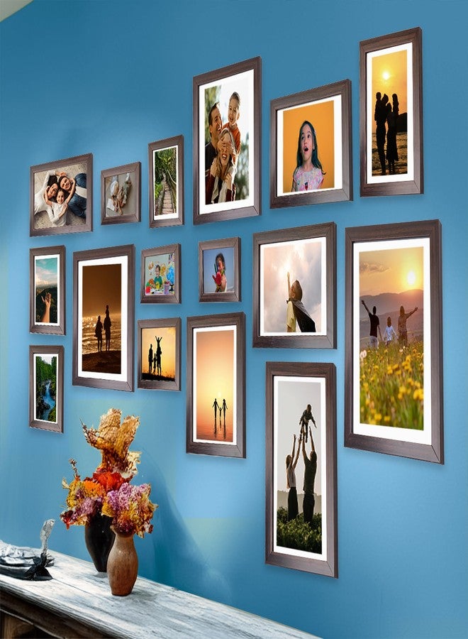 Dev Aastha Photo Frame For Wall | Wooden Frames For Wall Decor | Brown | Picture Frames | Rectangular Photo Frame For Home/Office | 6x10(2), 4x6(3), 8x10(3), 6x8(4), 5x7(4), Pack-16 - Image 1