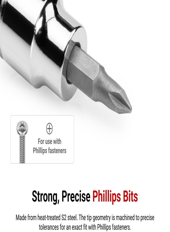 TEKTON 3/8 Inch Drive Phillips/Slotted Bit Socket Set with Rail, 8-Piece (#1-#4, 3/16-3/8 in.) | SHB91109 - Image 2