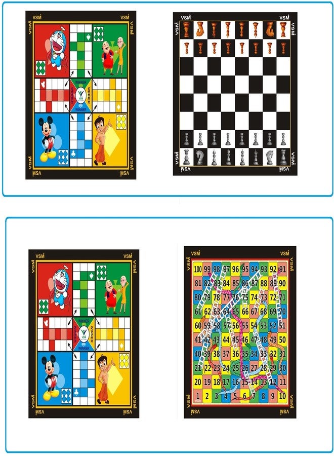 AS Ludo Snake Ladder & Ludo Chess Indoor Board Games (Multicolor) 1 board Ludo+Snack, 1 board Ludo+Chess, 2 Ludo coins Set with dice, 1 chessmen set - Image 1