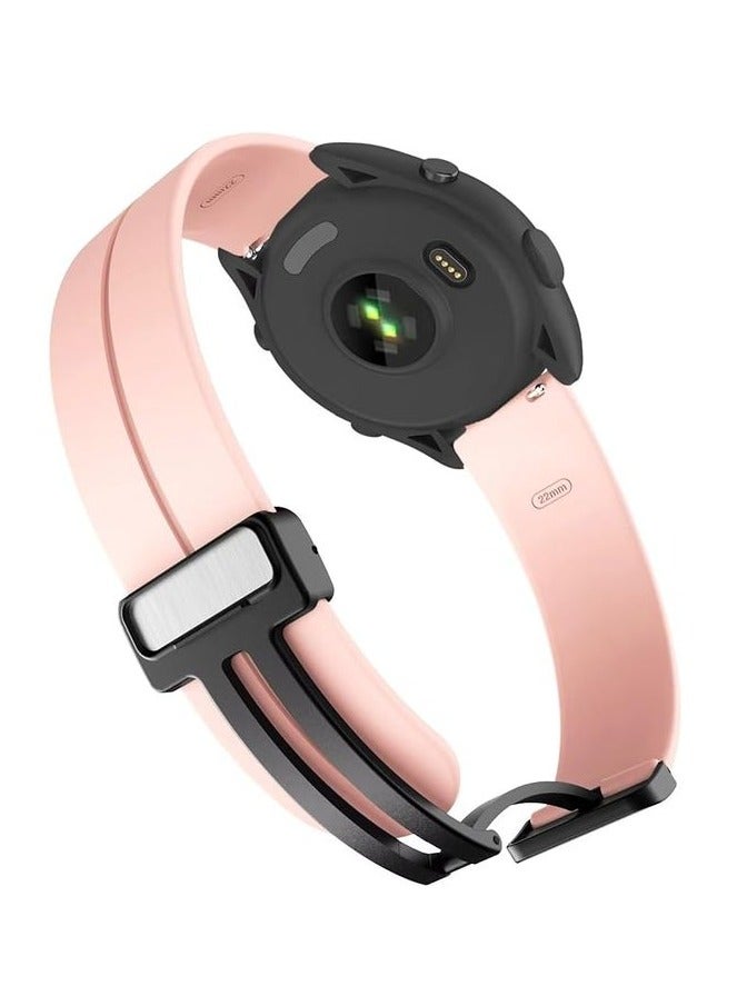 22mm Silicone Strap With Magnetic Folding Buckle For Huawei Watch GT4 2023 Smart Watch 46mm - PINK - Image 3