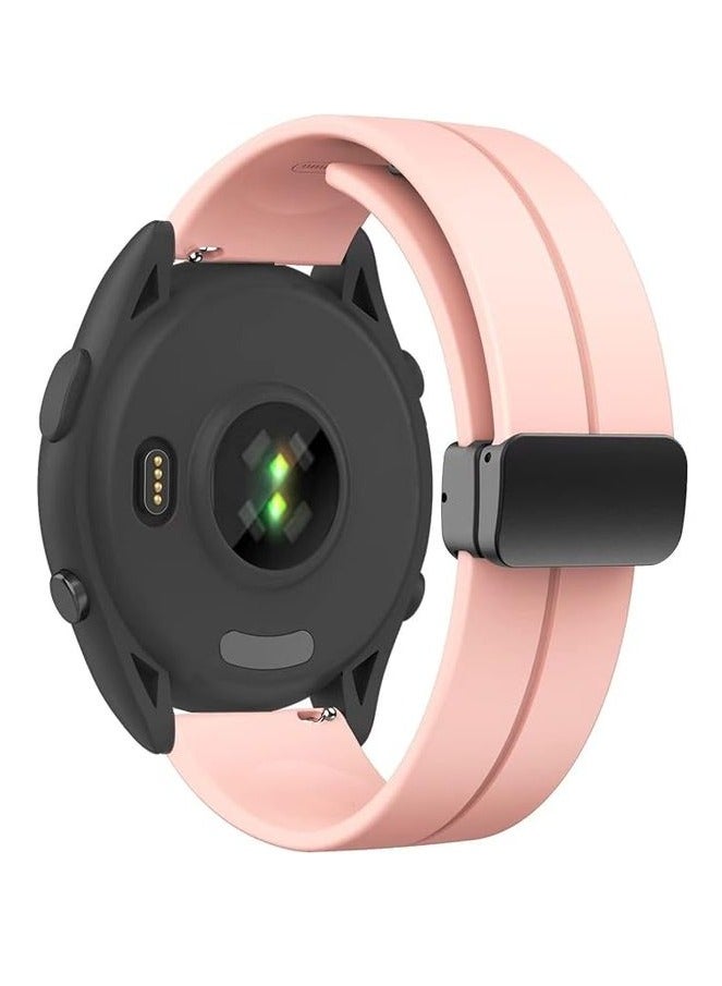 22mm Silicone Strap With Magnetic Folding Buckle For Huawei Watch GT4 2023 Smart Watch 46mm - PINK - Image 4