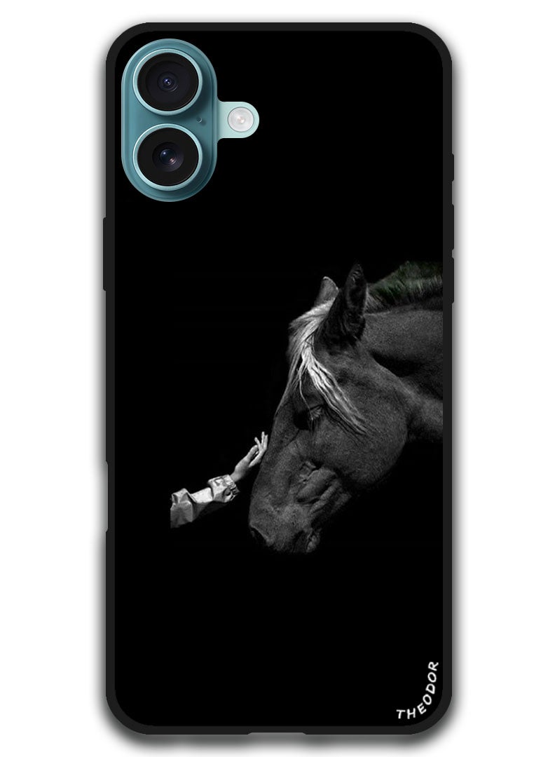Theodor غطاء واقي مضاد للخدش ومقاوم للصدمات لجهاز iPhone 16 (6.1) بوصة حصان مع يد - Image 1