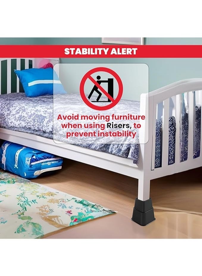 يوتيوبيا سرير نعومة الأثاث القابل للتعديل رافعات - رافع سرير 5 إلى 9 بوصة، رافع طاولة، رافع كرسي، رافع أريكة - مجموعة من 8 قطع (أسود) - Image 5