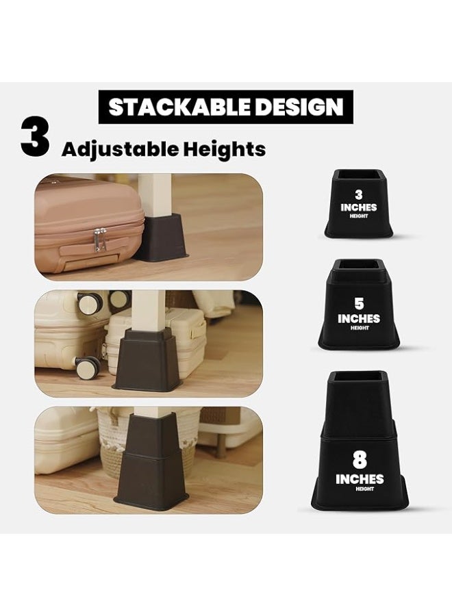 يوتيوبيا سرير نعومة الأثاث القابل للتعديل رافعات - رافع سرير 5 إلى 9 بوصة، رافع طاولة، رافع كرسي، رافع أريكة - مجموعة من 8 قطع (أسود) - Image 2