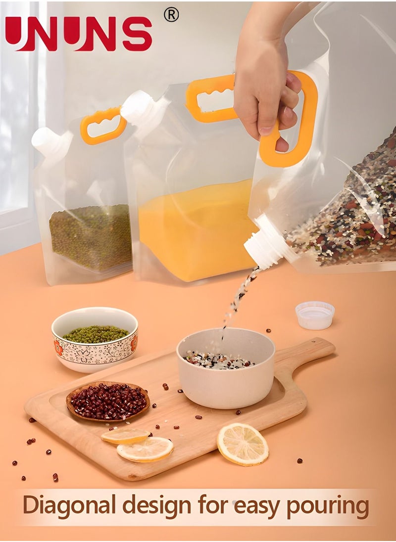 UNUNS - Grain Storage Container,5pcs 2.5L Moisture-Proof Sealed Bag For Food Storage With Funnel,Portable Washable Stand Up Food Storage Pouches  For Grains Legumes And Long Term Storage - Image 1