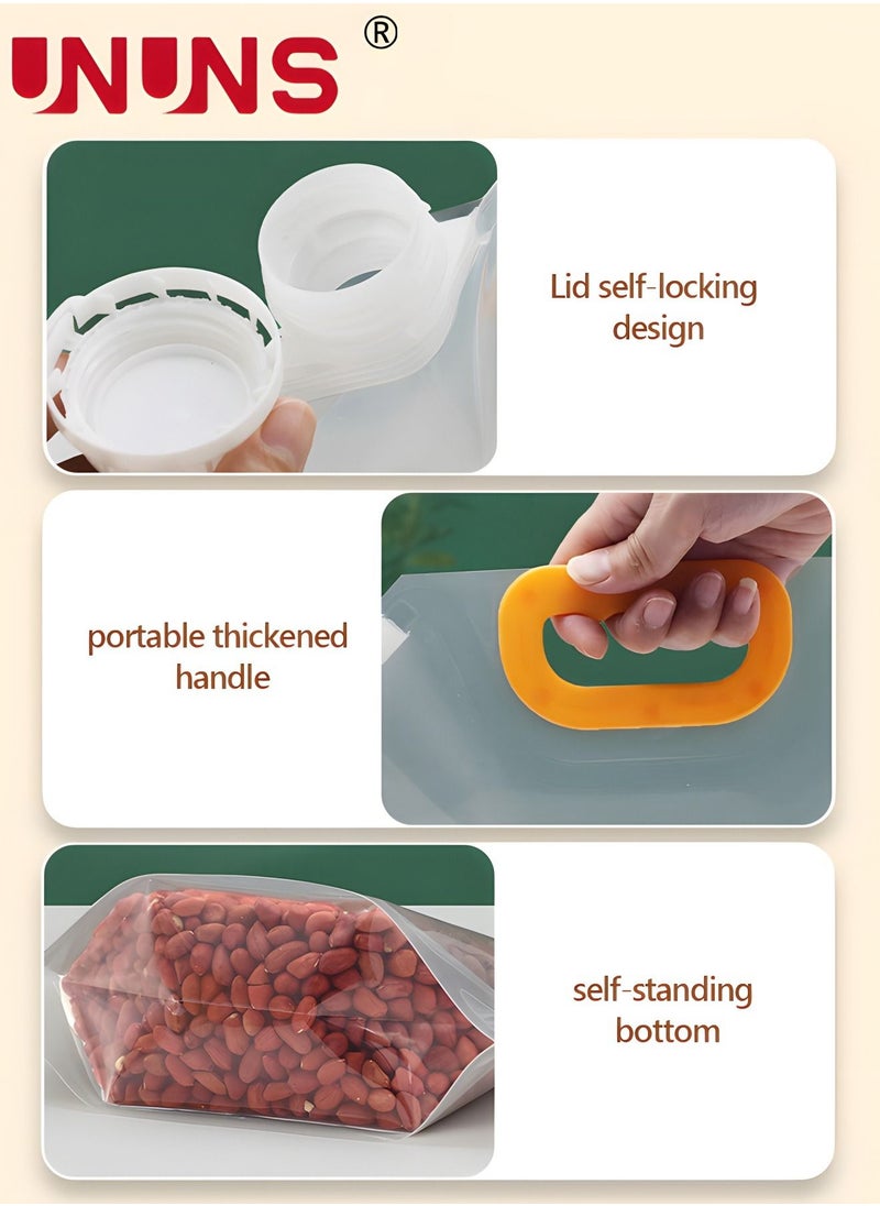 UNUNS - Grain Storage Container,5pcs 2.5L Moisture-Proof Sealed Bag For Food Storage With Funnel,Portable Washable Stand Up Food Storage Pouches  For Grains Legumes And Long Term Storage - Image 1