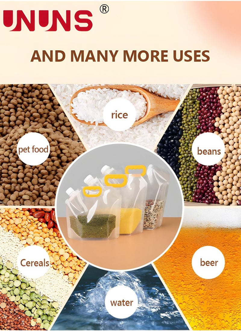 UNUNS - Grain Storage Container,5pcs 2.5L Moisture-Proof Sealed Bag For Food Storage With Funnel,Portable Washable Stand Up Food Storage Pouches  For Grains Legumes And Long Term Storage - Image 1