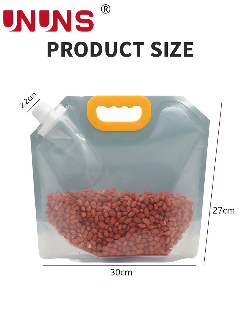 UNUNS - Grain Storage Container,5pcs 2.5L Moisture-Proof Sealed Bag For Food Storage With Funnel,Portable Washable Stand Up Food Storage Pouches  For Grains Legumes And Long Term Storage - Image 1