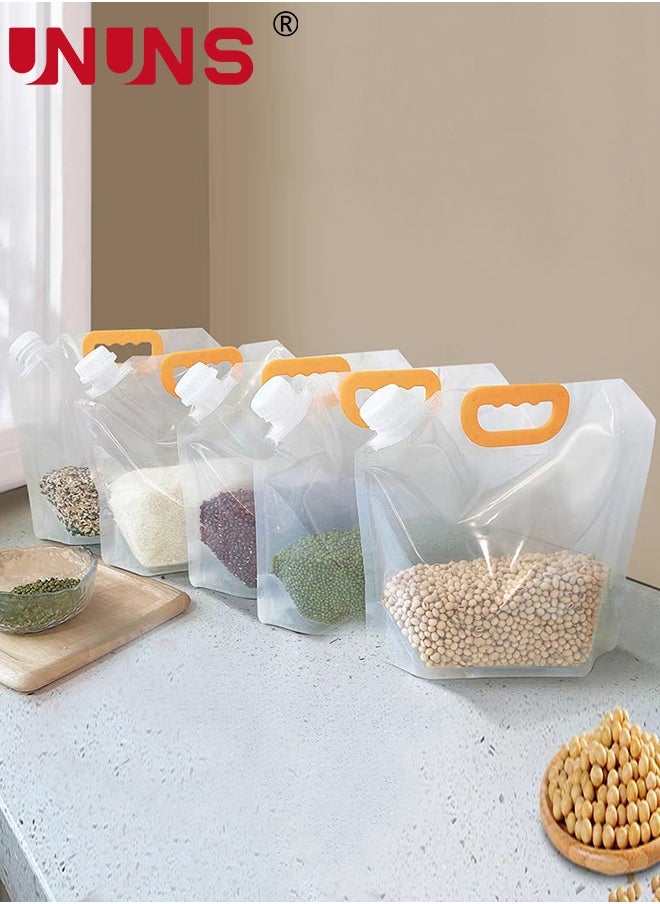 UNUNS - Grain Storage Container,5pcs 2.5L Moisture-Proof Sealed Bag For Food Storage With Funnel,Portable Washable Stand Up Food Storage Pouches  For Grains Legumes And Long Term Storage - Image 1