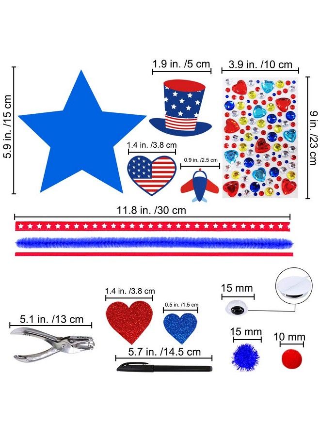 Winlyn 18 Sets 4Th Of July Craft Kits Patriotic Kids Crafts Diy Patriotic Star Ornaments Decorations Art Sets Red White Blue Star Foam Shapes Patriotic Foam Stickers For Classroom Party Activities - Image 3