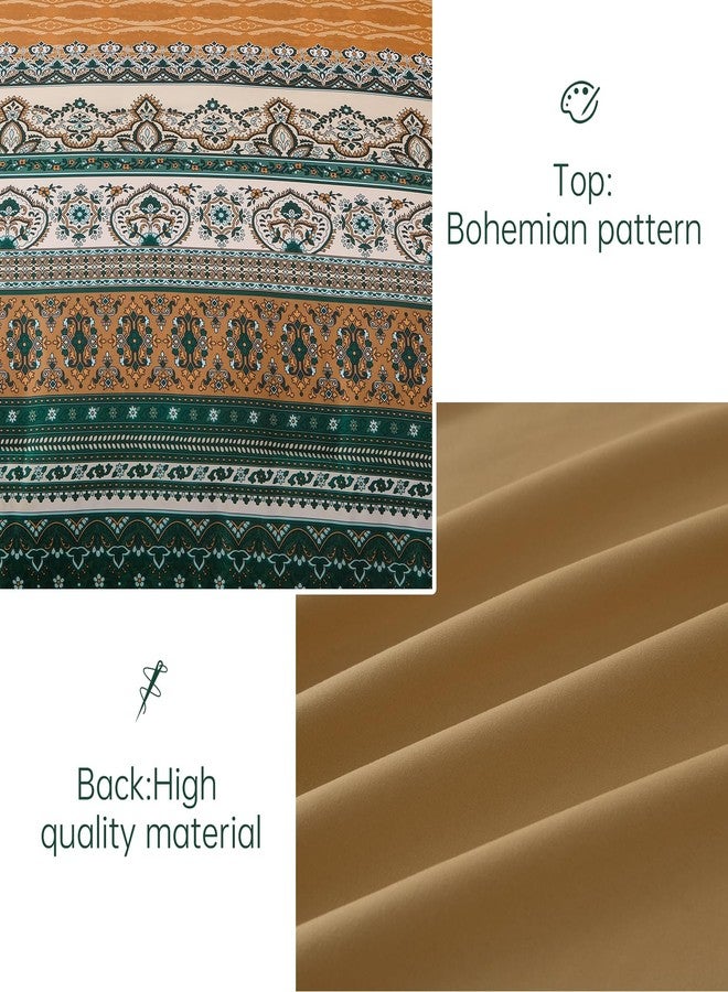 Cottolester Boho Comforter Set Queen Size,8 Pieces Brown and Green Bohemian Striped Bed in a Bag,Paisley Soft Microfiber Bedding Comforter Set - Image 4
