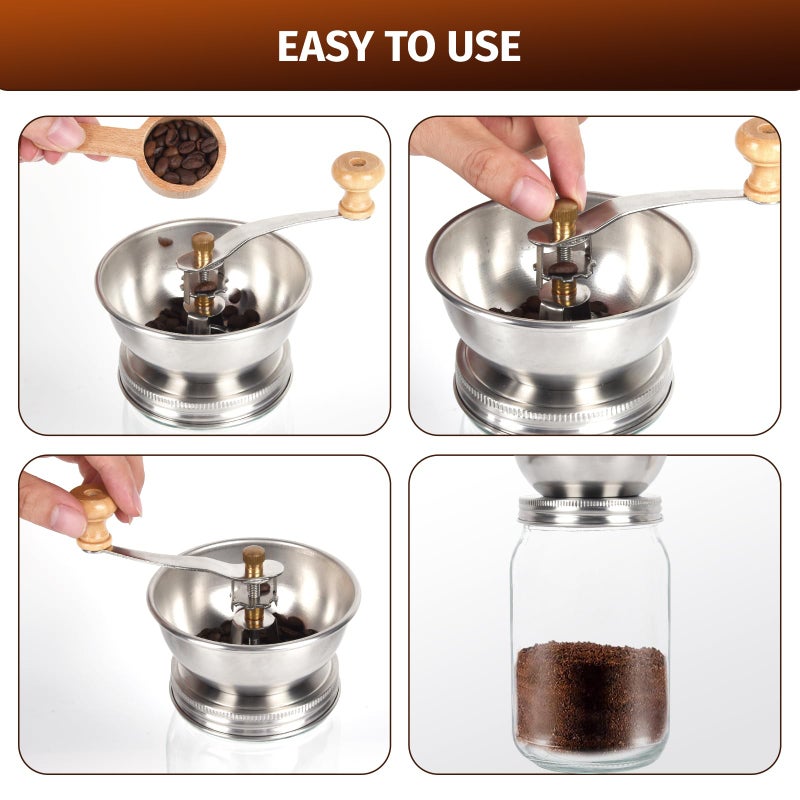 diatomiteco Mason Jar Coffee Grinder, Manual Coffee Grinder Lid Attachment for Wide Mouth Mason Jars, Stainless Steel Mason Jar Lid and Ceramic Burr,Ideal for Camping & Home Barista - Image 5
