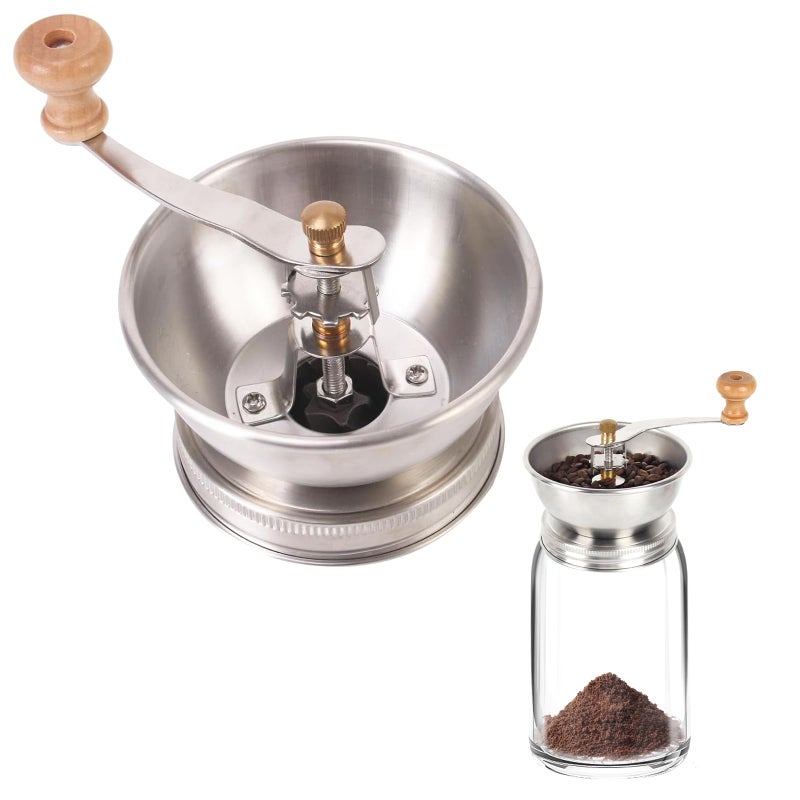 diatomiteco Mason Jar Coffee Grinder, Manual Coffee Grinder Lid Attachment for Wide Mouth Mason Jars, Stainless Steel Mason Jar Lid and Ceramic Burr,Ideal for Camping & Home Barista - Image 1