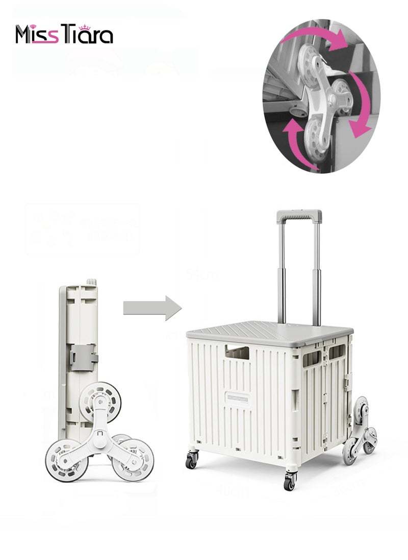 MissTiara - Camping Foldable Box 65L Add New Rotate Wheels for Climbing Stairs Foldable Utility Rolling Shopping Cart with Telescoping Handle and 360 Degree Universal Wheels for Outdoor Camping and Hiking Tourist - Image 1