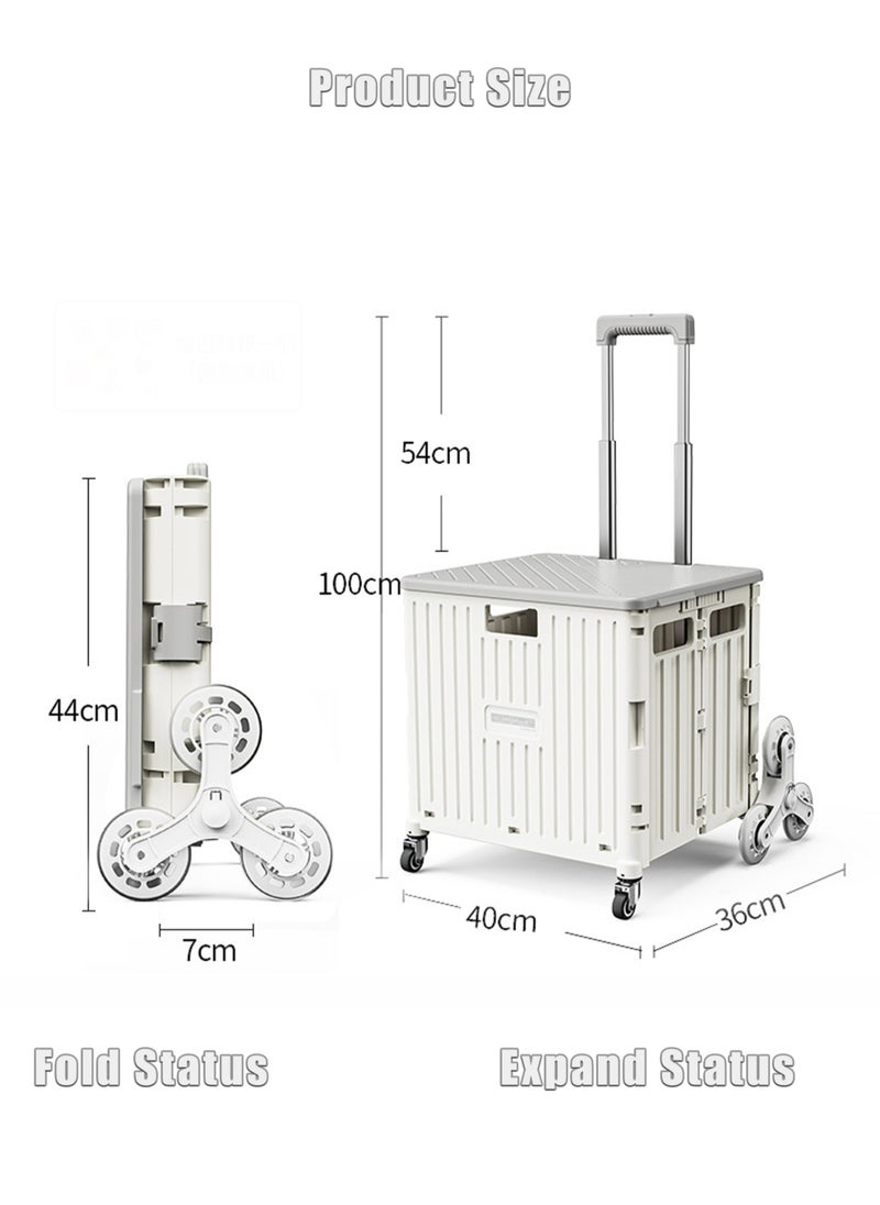 MissTiara - Camping Foldable Box 65L Add New Rotate Wheels for Climbing Stairs Foldable Utility Rolling Shopping Cart with Telescoping Handle and 360 Degree Universal Wheels for Outdoor Camping and Hiking Tourist - Image 1