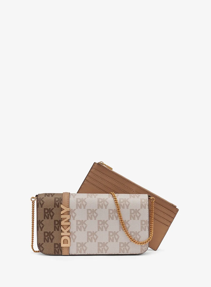 د ك ن ي Avril Small Flap Crossbody with Chain