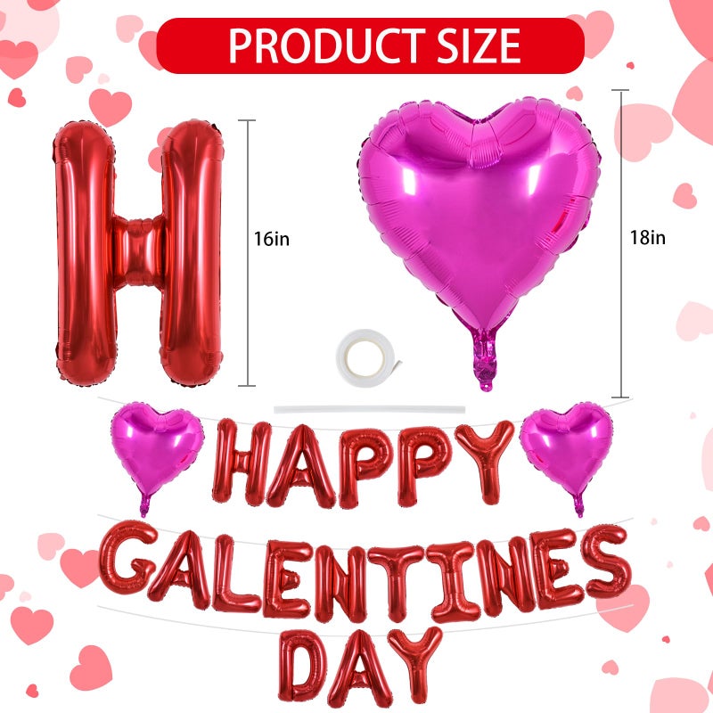 TONIFUL 16 Inch Red Happy Galentine's Day Letter Balloons Valentine's Day Foil Alphabet Balloons Banner for Wedding Bridal Shower Anniversary Engagement Ladies Girls Party Supplies - Image 2