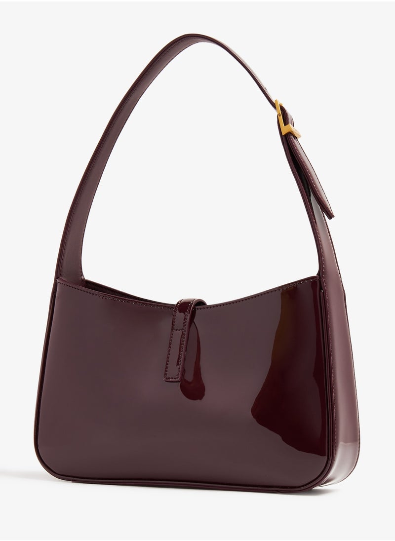 Yves Saint Laurent YSL Le 5 à 7 Women's Leather Hobo Bag, Women's Tote Bag, Women's Shoulder Bag, Women's Hand Bag, Women's Travel Bag, Glossy-Wine-Red  - Image 3