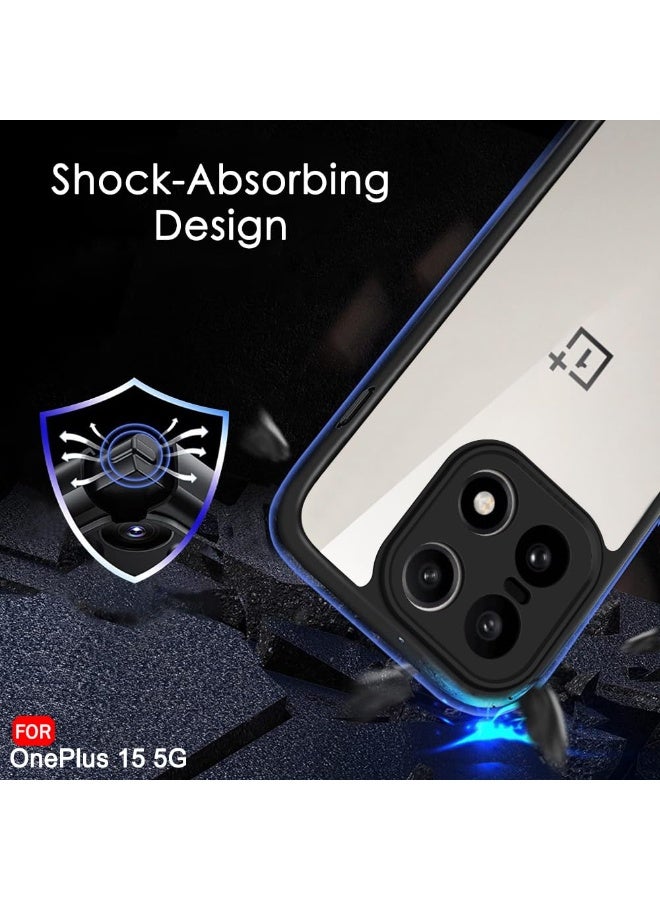 Case for OnePlus 15 Shockproof Crystal Clear Hard Back Cover Anti-Yellowing Case 360 Degree Protection TPU Bumper Transparent Back Cover Case for OnePlus 15 5G - Image 4