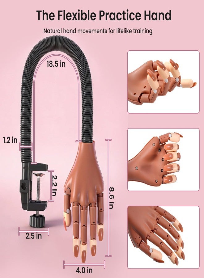 Rolybag Practice Hand for Acrylic Nails, Magnetic Nail Practice Hands, Mannequin Hand for Nails Kit for Beginners, Movable Flexible Fake Hand with 200PCS Nail Tips, Brush, File and Clipper - Image 5