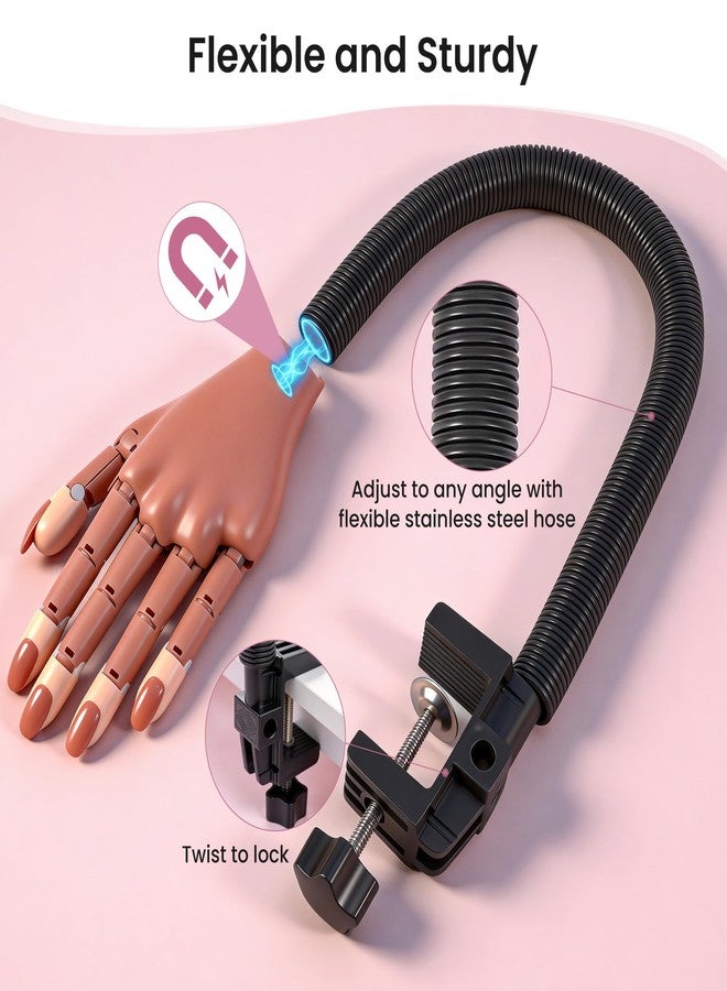 Rolybag Practice Hand for Acrylic Nails, Magnetic Nail Practice Hands, Mannequin Hand for Nails Kit for Beginners, Movable Flexible Fake Hand with 200PCS Nail Tips, Brush, File and Clipper - Image 3