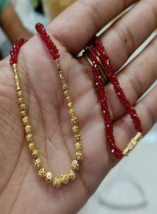 Bhumi Creation Brass Mangalsutra Necklace, Casual Style, Red and Gold Beaded Chain, Free Size, for Women - Image 2