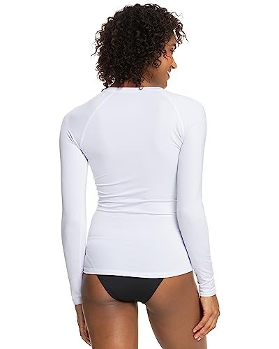 Roxy Womens Essential Long Sleeve Zipup Rashguard UPF 50 QuickDry Stretch Fit Rash Guard Swim Shirt White Medium - Image 3