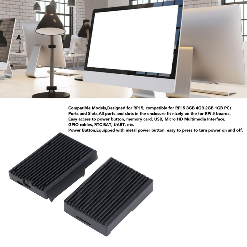 Armor Case For Raspberry Pi 5 Aluminum Alloy Passive Cooling Case With Power Buttons Compatible With Rpi 5 8GB 4GB 2GB 1GB - Image 4