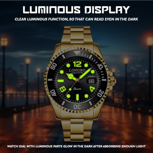 LONGBO Master Royale Analog Watch For Men (Gold-Black, Stainless Steel) - Image 4