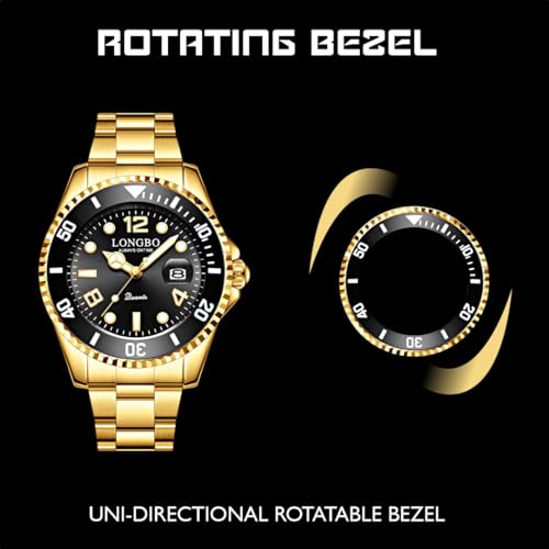LONGBO Master Royale Analog Watch For Men (Gold-Black, Stainless Steel) - Image 3
