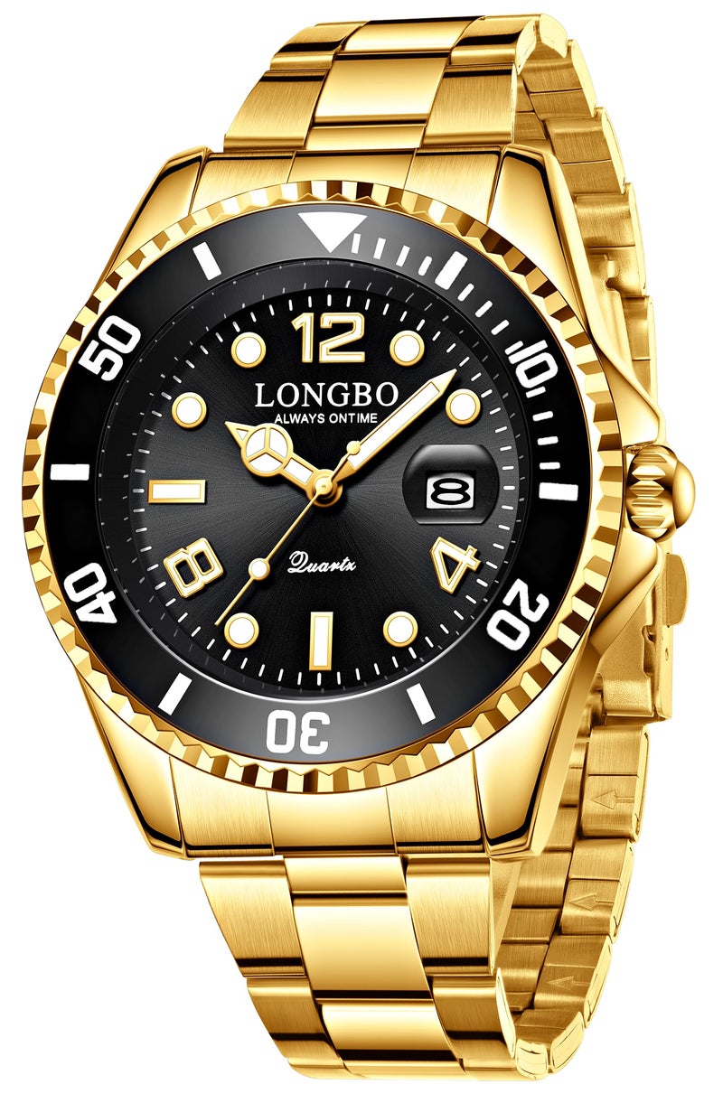 LONGBO Master Royale Analog Watch For Men (Gold-Black, Stainless Steel) - Image 1