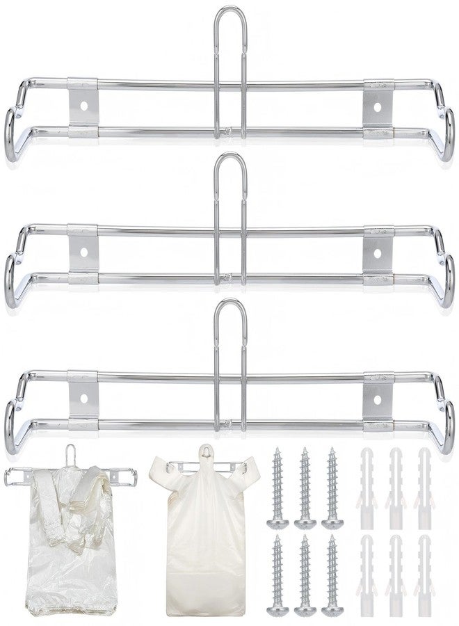 Otoolling 3 Pack Wall Mount Plastic Grocery Bag Holder T-shirt Bag Rack with Screws Chrome Metal Dispenser for Supermarket Store Restaurant Organization - Image 1