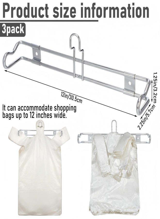 Otoolling 3 Pack Wall Mount Plastic Grocery Bag Holder T-shirt Bag Rack with Screws Chrome Metal Dispenser for Supermarket Store Restaurant Organization - Image 2