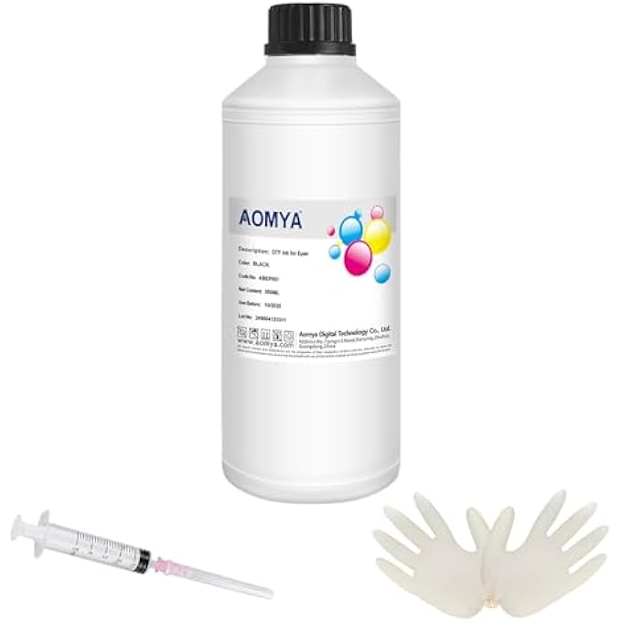 DTF 500ML BLACK INK,REFILL DTF INK FOR EPSON ET-8550, L1800, L805, R2400, P400, P800, XP15000,HEAT TRANSFER PRINTING DIRECT TO FILM(500ML,BK) - Image 1