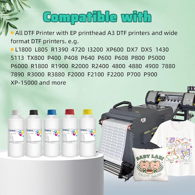 DTF 500ML BLACK INK,REFILL DTF INK FOR EPSON ET-8550, L1800, L805, R2400, P400, P800, XP15000,HEAT TRANSFER PRINTING DIRECT TO FILM(500ML,BK) - Image 2