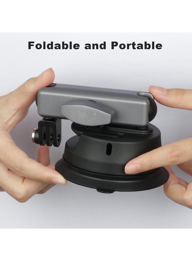 ارواق حامل شفط لكاميرات GoPro، حامل كاميرا الحركة في السيارة لكاميرات Insta360، محول رأس كروي مزدوج للزجاج الأمامي للسيارة والنافذة - Image 4