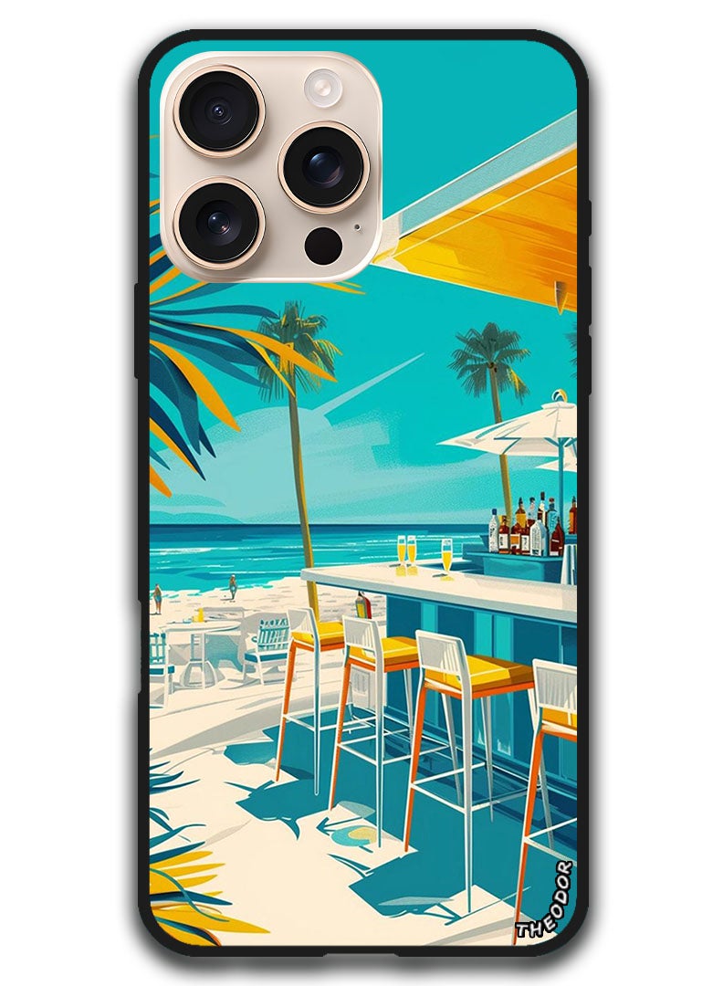 Theodor Protective Case Anti Scratch Shock Proof Bumper Cover For iPhone 16 Pro Max (6.9)-inch a painting of a bar on the beach - Image 1
